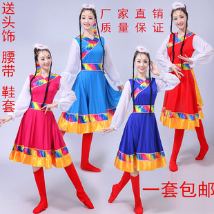 女装少数民族服装秧歌广场舞，西藏水袖舞台装，演出藏族舞蹈服饰