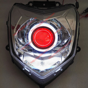 雅马哈赛鹰cygnusgt125摩托车，改装q5透镜氙气灯，天使眼恶魔大灯