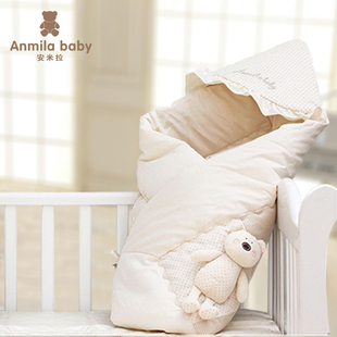 初生婴儿抱被新生儿春秋冬款，纯棉包被可脱胆包毯宝宝用品睡袋抱毯