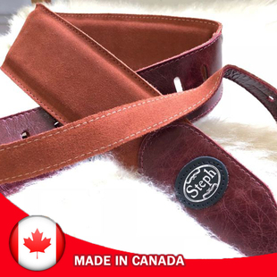 加拿大产 斯蒂芬 Steph GT-1230 真皮翻绒毛软垫夹层吉他背带