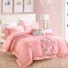 新中式床品纯棉四件套白色粉色，床单式4件套，刺绣被套结婚庆床上品
