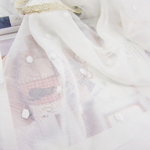 服装顺纡绉点点提花雪纺本白色分短裙连衣裙衬衫套装略透面布料