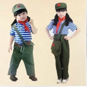 儿童迷彩演出服装幼儿八路军，表演服饰儿童海军服，蓝白条小军装
