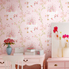 现代简约儿童房壁纸女孩，房间无纺布蓝色，粉色紫色墙纸卡通城堡卧室