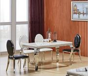 欧式餐桌小户型简约现代长方形，饭桌大理石餐桌不锈钢餐桌椅组合