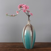 景德镇孔雀绿色釉艺术窑变裂纹釉陶瓷花瓶 现代瓷器装饰品摆件