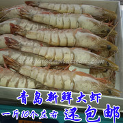 青岛海鲜水产鲜活大虾野生海虾，青岛大对虾，鲜虾1盒2斤