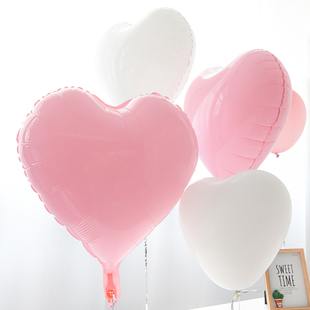 马卡龙浪漫表白结婚生日告白粉心形气球婚庆用品婚房布置气球装饰