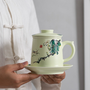 景德镇陶瓷茶杯带盖过滤老板杯大号个人会议办公室泡茶水杯马克杯