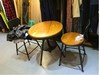 创意咖啡厅小圆桌实木桌椅三件套铁艺休闲餐桌椅组合酒吧阳台茶几