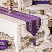 酒店高档紫色床旗奢华烫钻餐桌桌旗欧式家居装饰布艺镶钻玫红桌旗