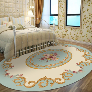 欧式田园卧室床边床尾地毯 客厅茶几餐桌小清新椭圆形地毯 可定制