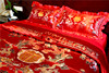 大红色结婚龙凤百子图四件套杭州丝，绸缎被套全棉床单枕套婚庆