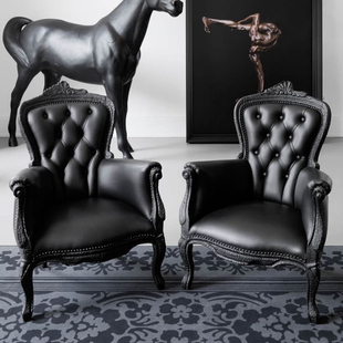 定制欧式新古典棉麻布艺客厅单人椅美式风格餐椅法式休闲椅