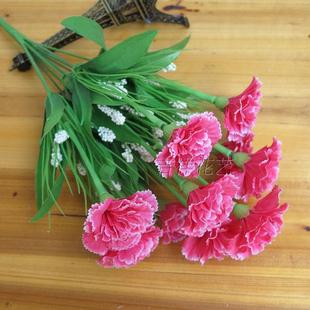 康乃馨仿真花束客厅，假花餐桌摆件插花绢花，塑料花装饰花母亲节礼物