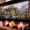 蒙娜丽莎十字绣花园小屋，2023线绣客厅大幅卧室，欧美系列风景画