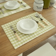 田园嫩绿格子餐垫餐桌布布艺，小清新杯垫，碗垫西餐垫双层隔热加厚垫