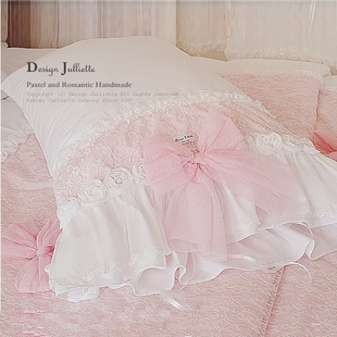 加厚保暖床上用品粉色浪漫款，白色蕾丝公主，床品四件套可