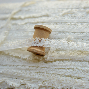 G751 米白色棉线弹力蕾丝 服装花边辅料布艺裙边蕾丝宽1.5cm