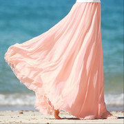 2022春秋拖地长裙仙女，8米大摆裙沙滩度假显瘦夏季金丝雪纺半身裙