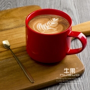 马克杯创意红色杯子早餐杯牛奶杯咖啡杯陶瓷杯水杯