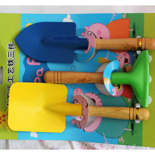 铁质儿童沙滩玩具套装挖沙铲子耙子锹三件套儿童园艺种植工具