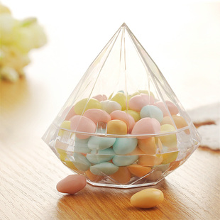 透明塑料喜糖盒创意钻石糖果盒零食收纳盒结婚庆水晶泥玩具盒