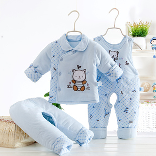 婴儿棉衣套装加厚冬季0-1岁男女宝宝冬装3-6个月新生儿棉袄三件套