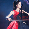 欧阳娜娜(欧阳娜娜)同款大提琴钢琴小提琴演出晚礼服，儿童红色单肩长款公主裙