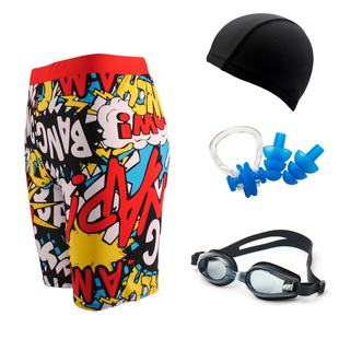 游泳裤男士泳衣五分长款平角泳镜泳帽套装成人青少年