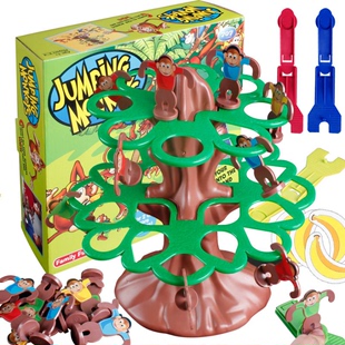 儿童益智玩具猴子上树猴子，爬树翻斗下掉来亲子互动弹射桌面游戏