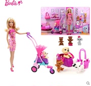芭比娃娃BCF82正版3C 玩具套装公主礼盒女孩宠物集合组生日礼物