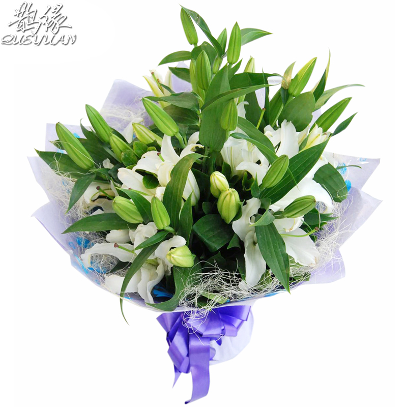 鹊缘香水百合鲜花速递送女生生日礼物西安青岛