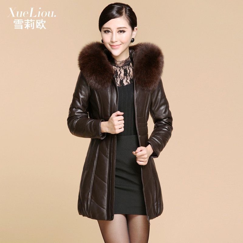 海宁<em>绵羊</em>皮羽绒服狐狸毛领真皮皮衣女2013新