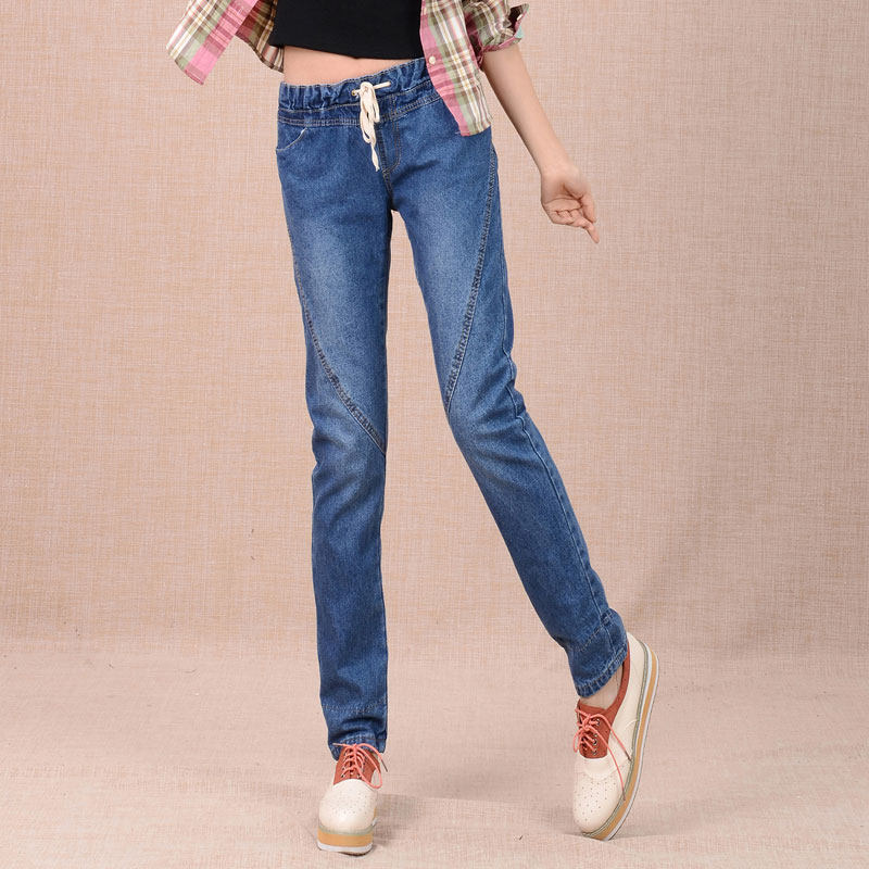 包邮秋冬季<em>长款牛仔</em>哈伦<em>马裤</em>女宽松松紧腰牛崽