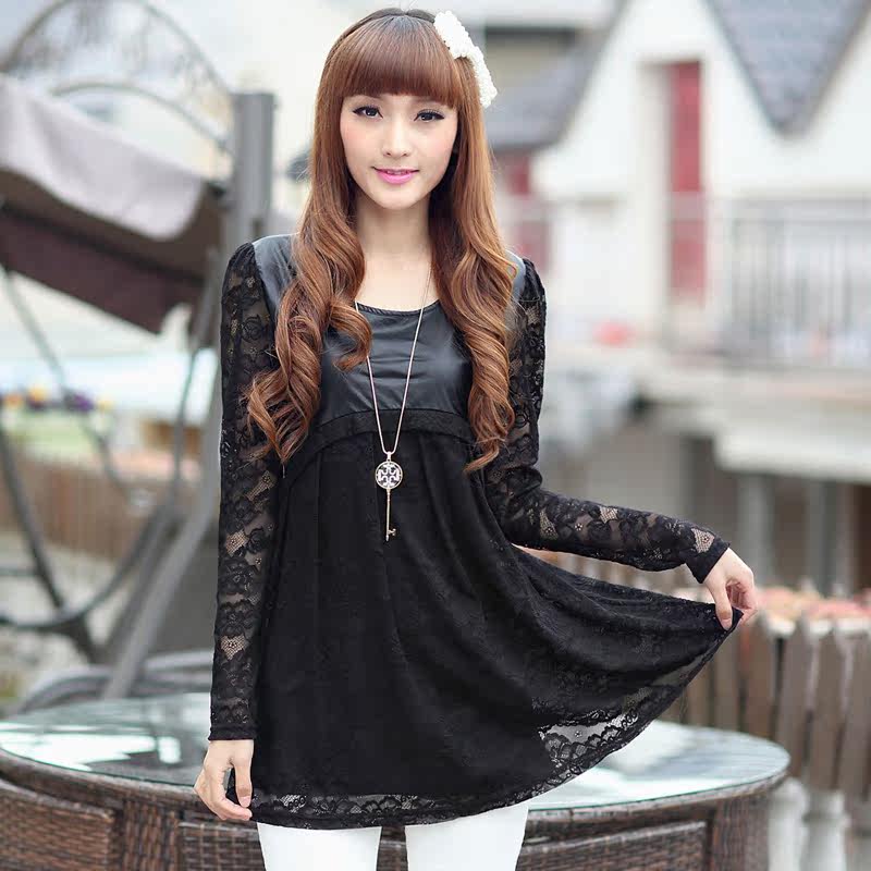 <em>春季女装新款</em> 长袖小衫 圆领雪蕾丝衫 7323|一