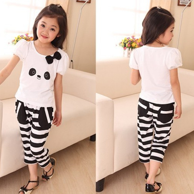 女孩中大童<em>套装</em>纯棉<em>女童</em>夏季<em>短袖短裤</em>两件套 