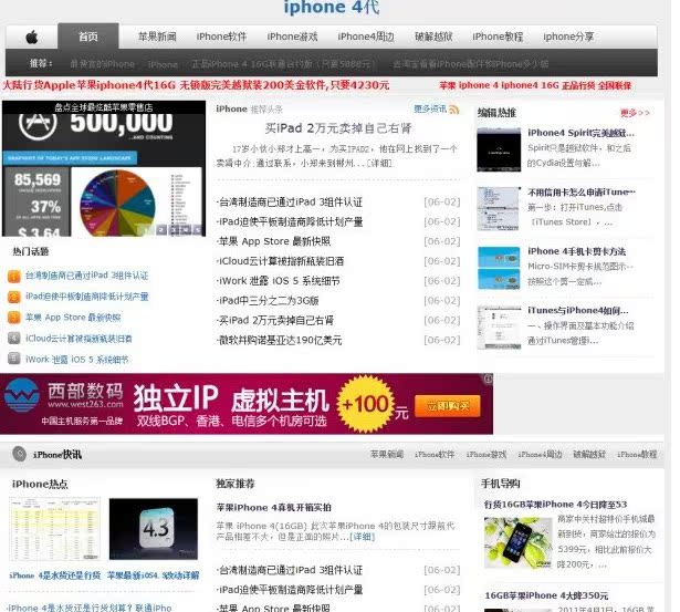 网站源码 IPhone手机中文资讯网站源码苹果+游