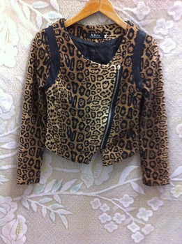 配_豹纹短<em>外套</em> 女装修身夹克<em>时尚 开衫外套</em> 女