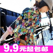 韩版秋冬可爱笑脸娃娃围巾 长丝巾纱巾 春夏季雪纺围巾披肩批发