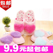 2013 秋冬新款 绒面加厚保暖爱心型拖鞋可爱桃心超软地板鞋 棉拖