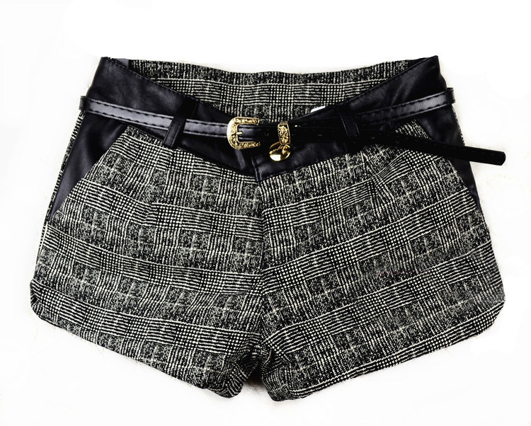 <em>蘑菇街美丽说</em>女装<em>2014</em>春装<em>新款</em>韩版格子<em>短裤</em>