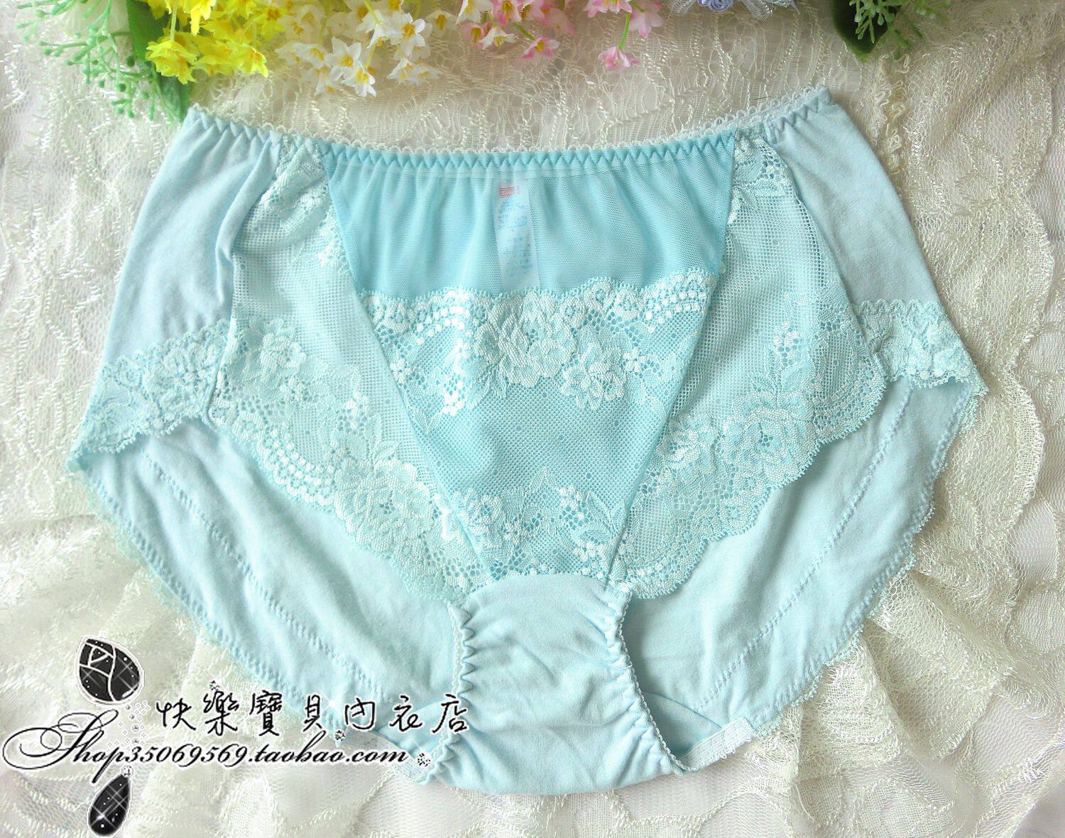 出口外贸原单<em>女内裤</em> 全棉高腰蕾丝无痕<em>大码</em>内