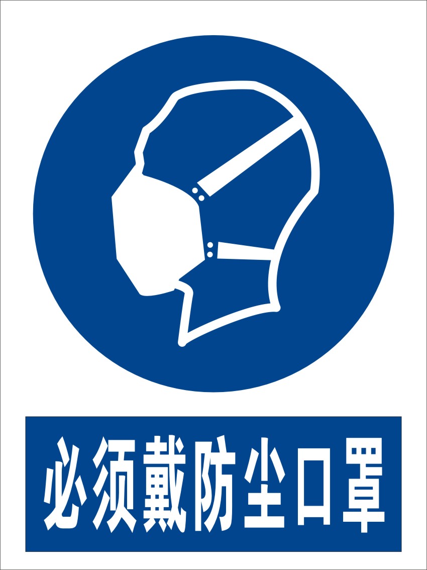 必须戴防尘口罩 安全帽防护眼镜 建筑工地工厂