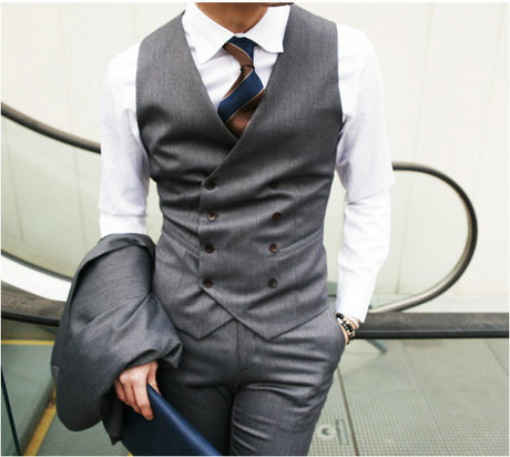 【奥爸马潮店】2014春夏新款英伦<em>马甲</em>男西装