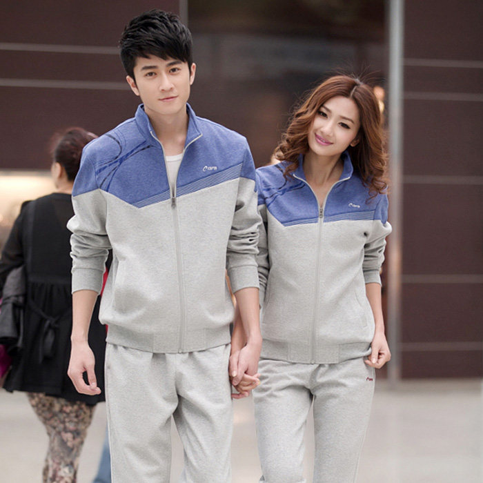 2014春季新款<em>开衫立领</em>情侣<em>运动服</em>套装运动套
