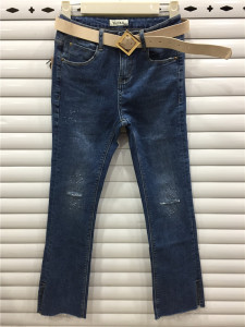 伊利豪牛仔裤2017春冬新款微喇叭裤欧洲站宽