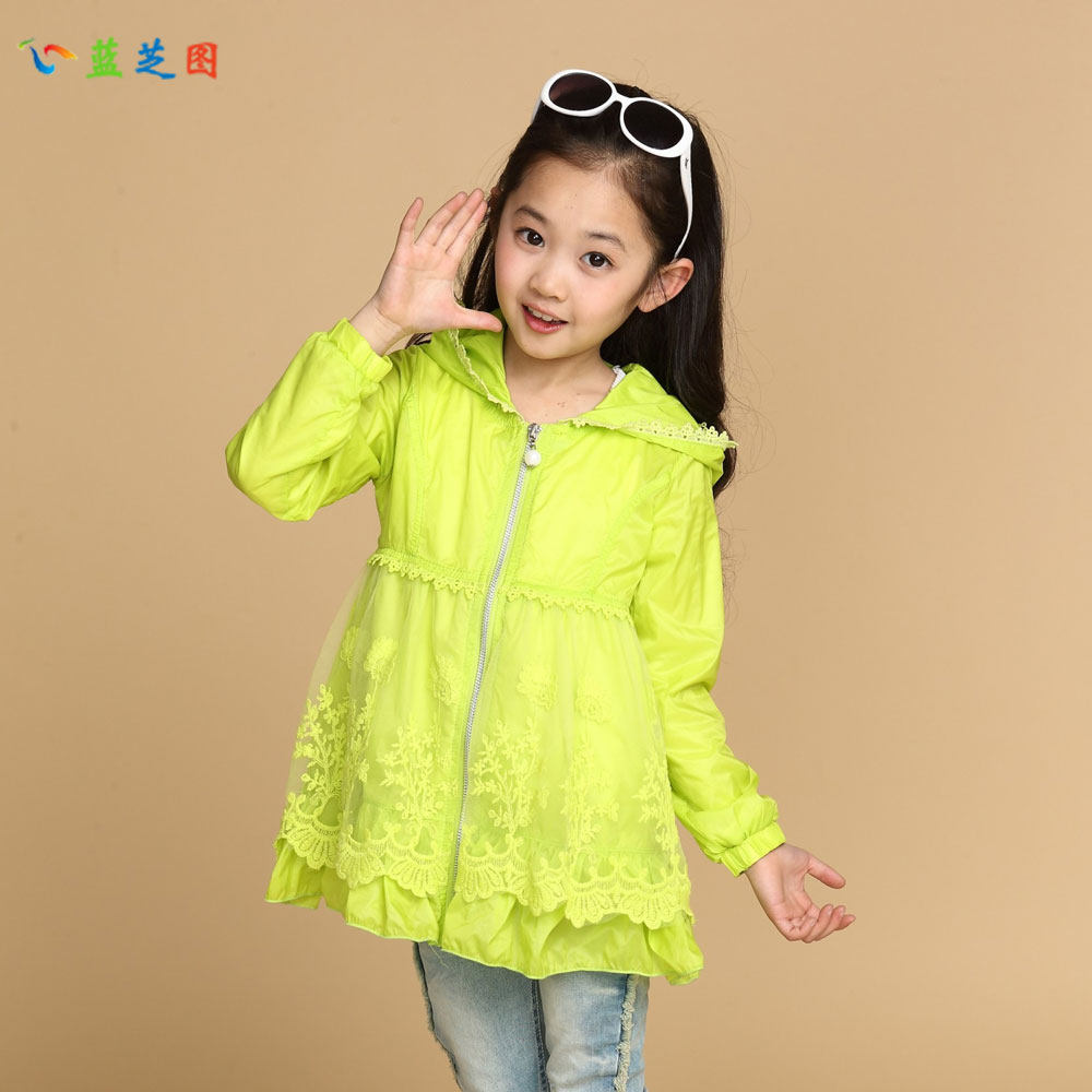 童装春装新款<em>女童春秋外套</em>拉链衫衫蕾丝<em>上衣</em> 