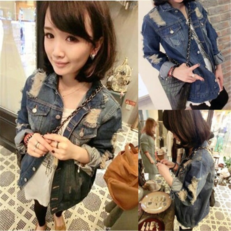<em>蘑菇街女装</em>2014春装新款韩版衣服潮水洗破洞