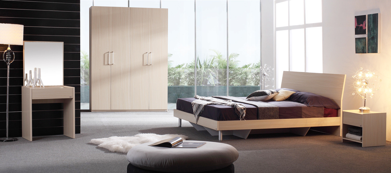 现代简约家具 红苹果风格英伦白橡色 宜家双人